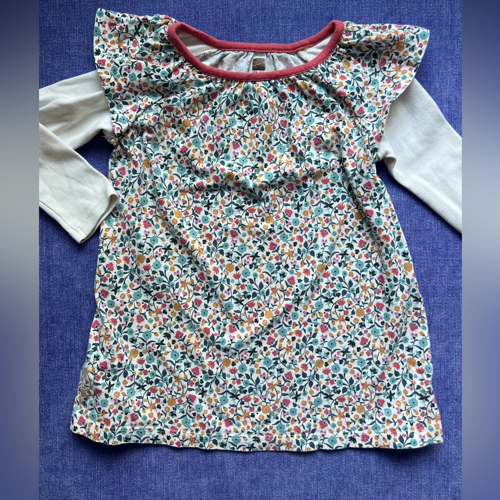 Tea Collection Printed Layered sleeve baby doll dress 18-24 mo